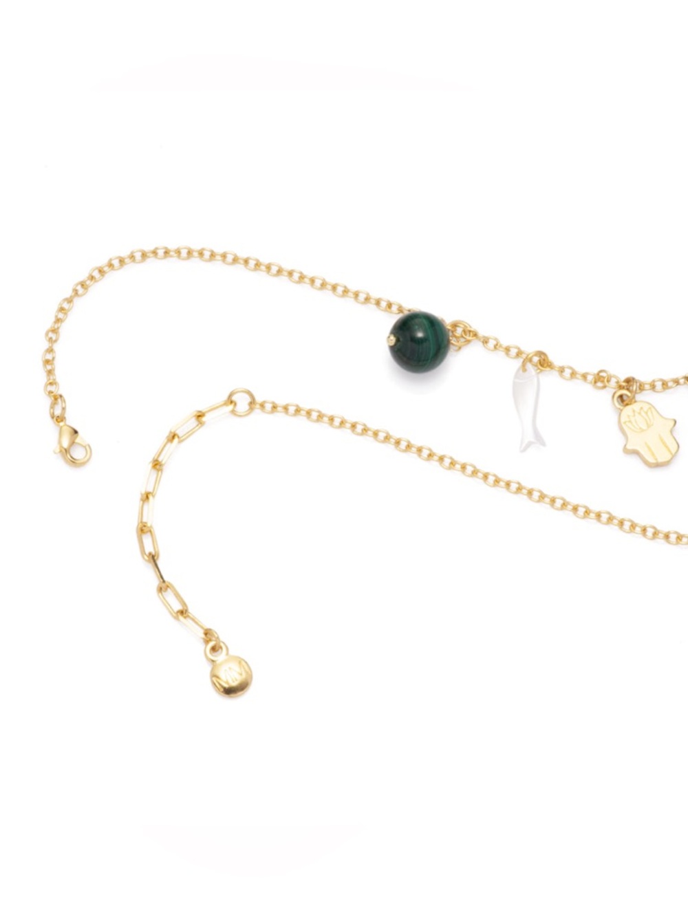 Malachite, Freshwater Pearl, Tiger Eye, and Turquoise Lucky Charm Necklace - Picture 6 of 6